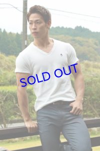 Vネック半袖Tシャツ01（オフホワイト）