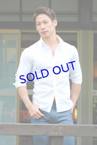 長袖ストレッチシャツ01（ホワイト）