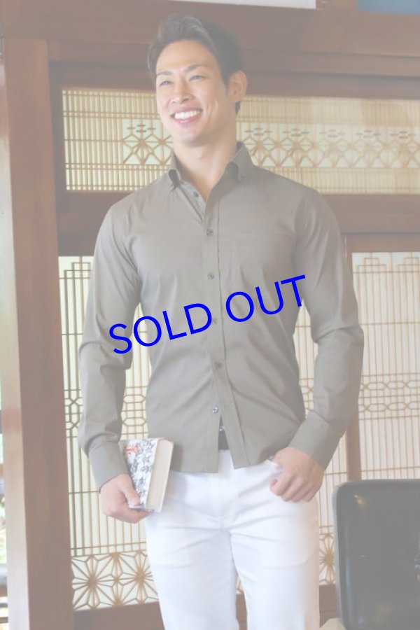 画像2: 長袖ストレッチシャツ02（カーキ）