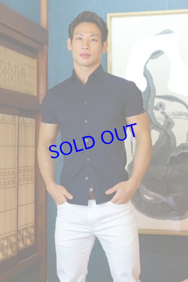 画像6: 半袖ストレッチシャツ03（ネイビー）