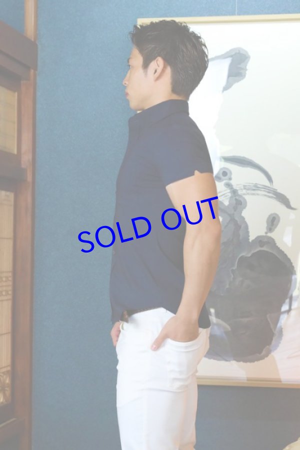 画像4: 半袖ストレッチシャツ03（ネイビー）