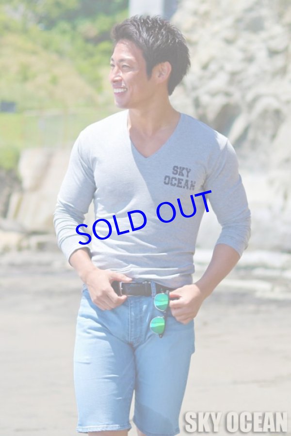 画像2: 長袖VネックTシャツ02（ライトグレー ）