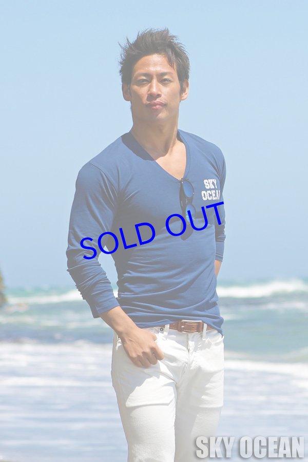 画像6: 長袖VネックTシャツ01（ネイビー ）