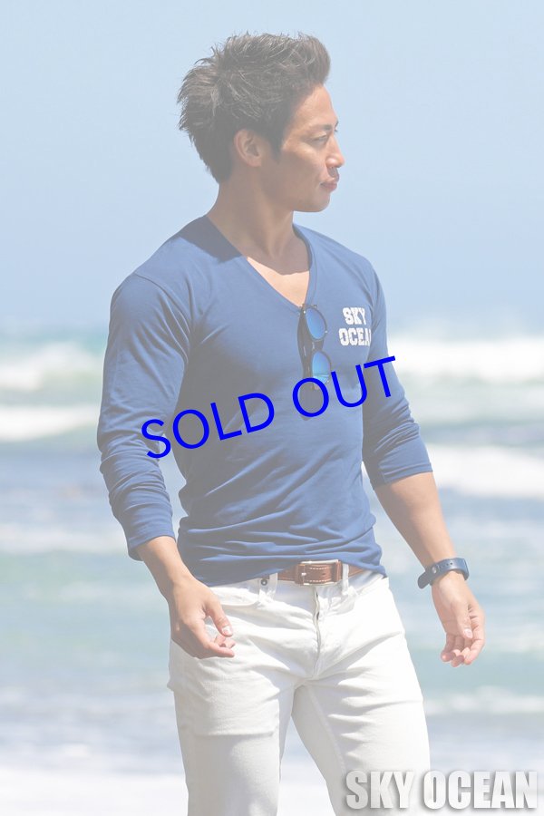 画像7: 長袖VネックTシャツ01（ネイビー ）