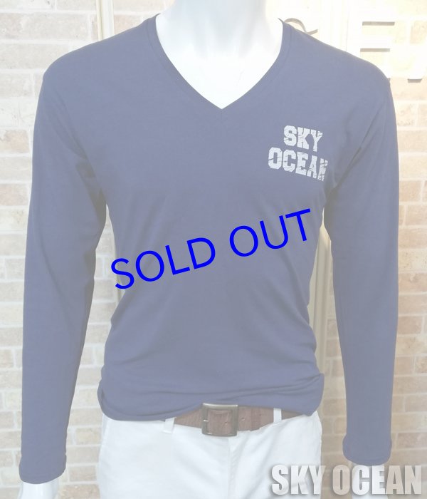 画像8: 長袖VネックTシャツ01（ネイビー ）